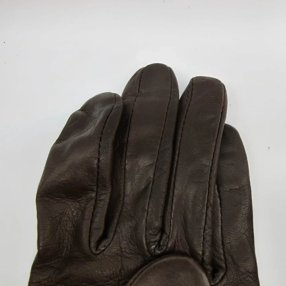 Talbots brown leather ladies gloves, silk lined, 7.5